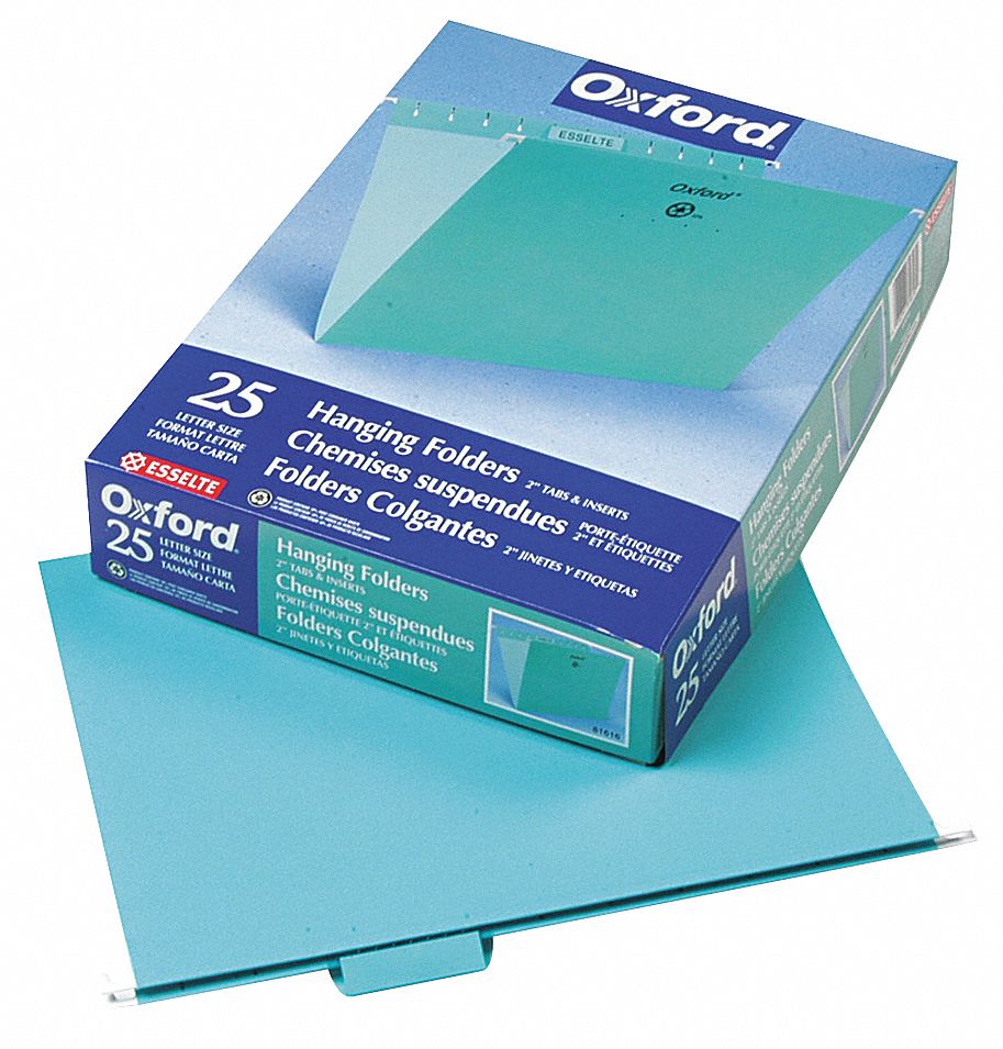 PENDAFLEX Hanging File Folders, Aqua, PK25 23K765PFX81616 Grainger