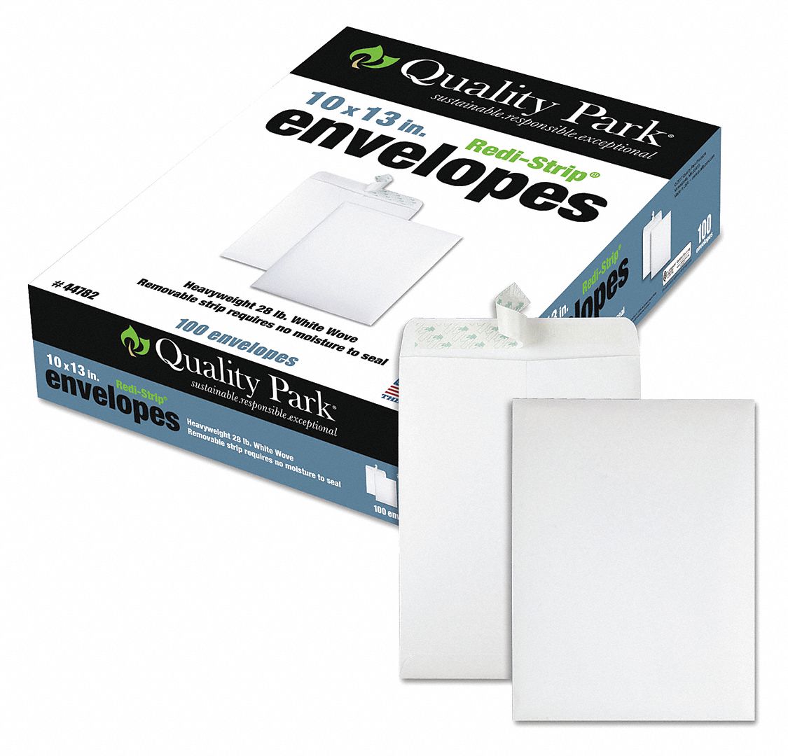Catalog Envelopes: #13-1/2 Envelope Size, Paper, Top, White, 100 PK