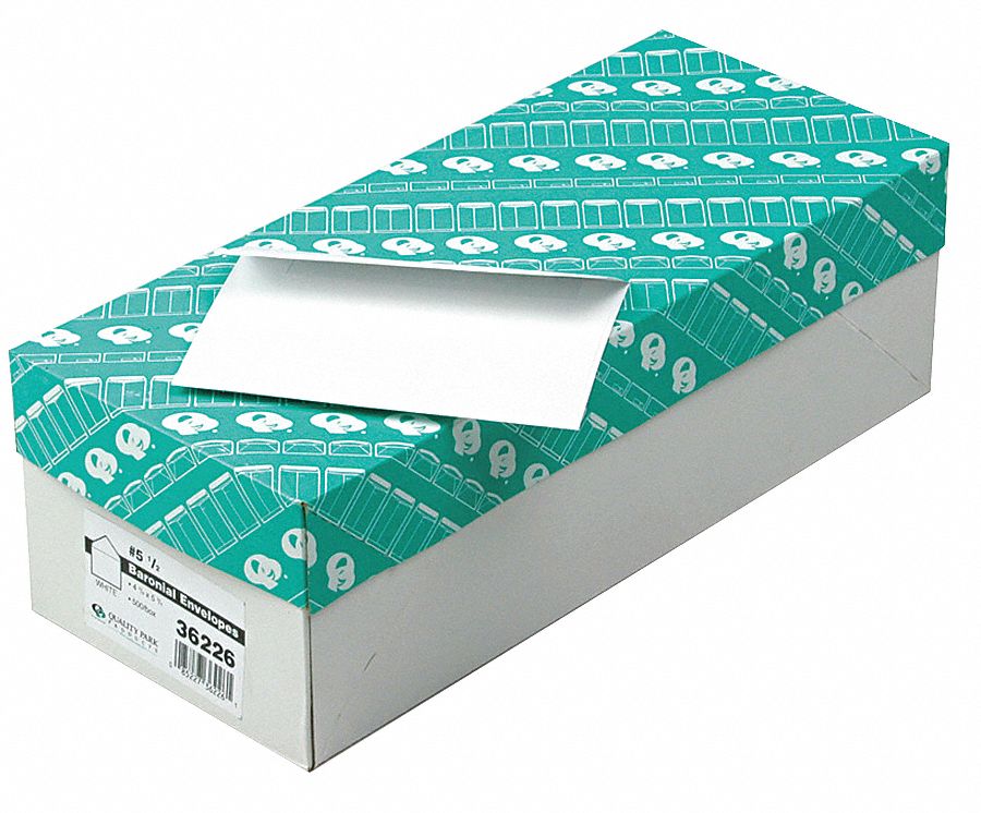 Invitation Envelope: A2 Envelope Size, Side, Paper, White, 500 PK