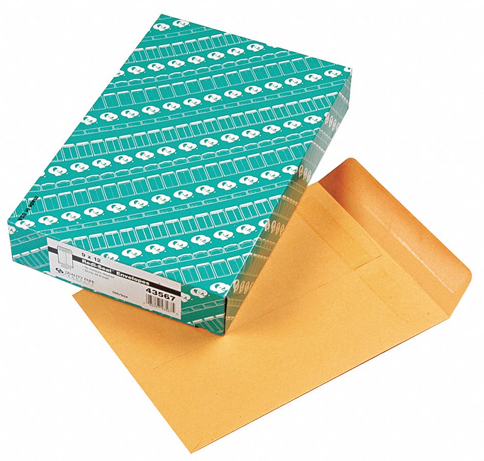 Catalog Envelopes: #10-1/2 Envelope Size, Kraft, Top, Brown, 100 PK