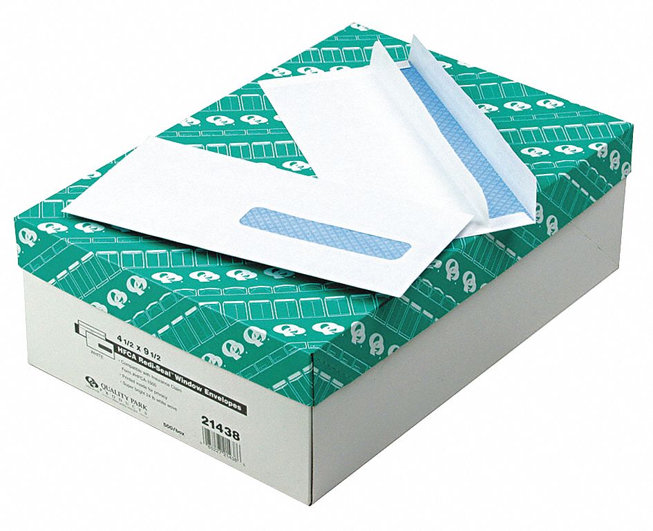 Window Envelopes: 1 Windows, Bottom Right, #10-1/2 Envelope Size, Security Tint, 500 PK