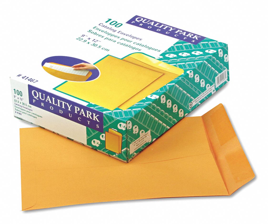 Catalog Envelopes: #10-1/2 Envelope Size, Kraft, Top, Brown, 100 PK