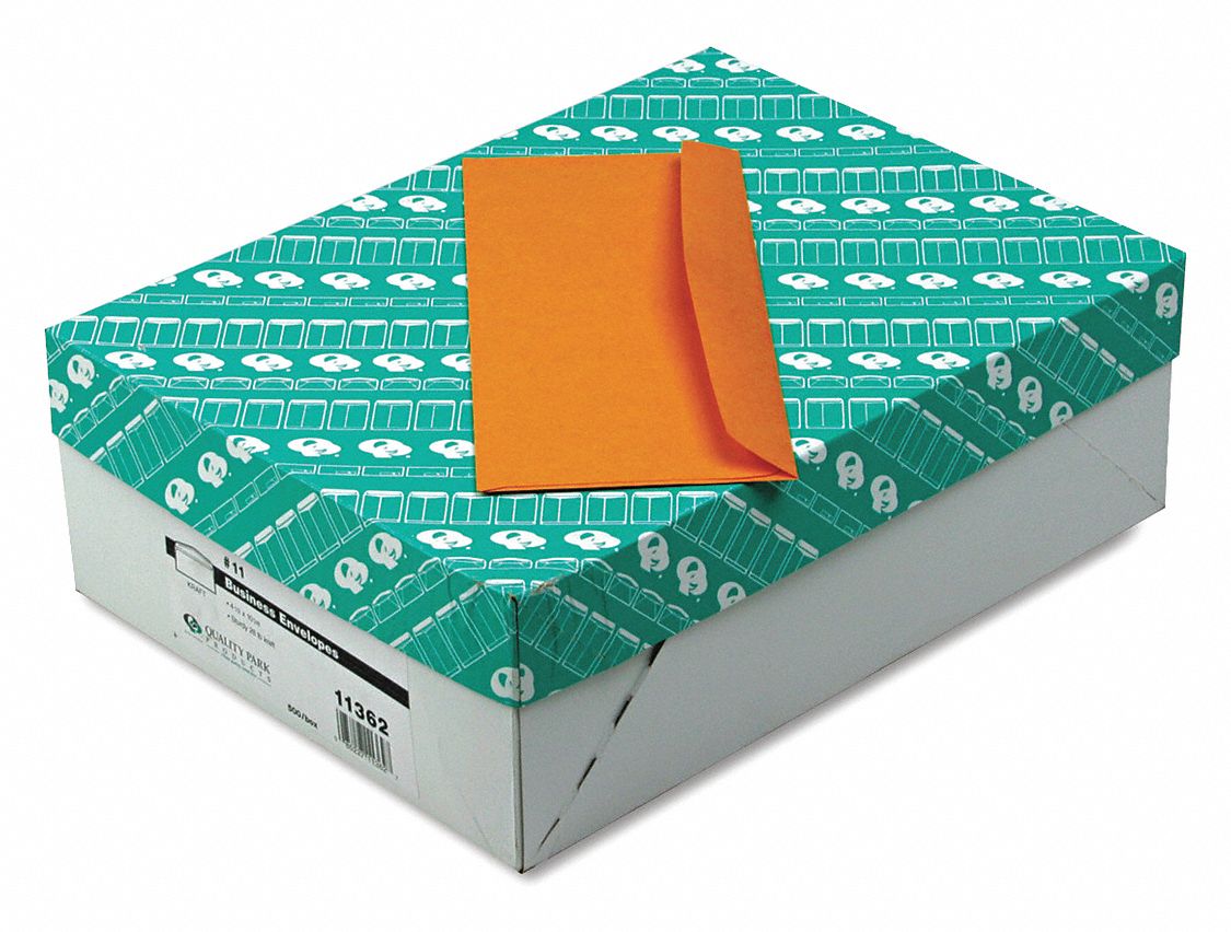 Business Envelopes: #11 Envelope Size, Gummed Flap, Kraft, 500 PK