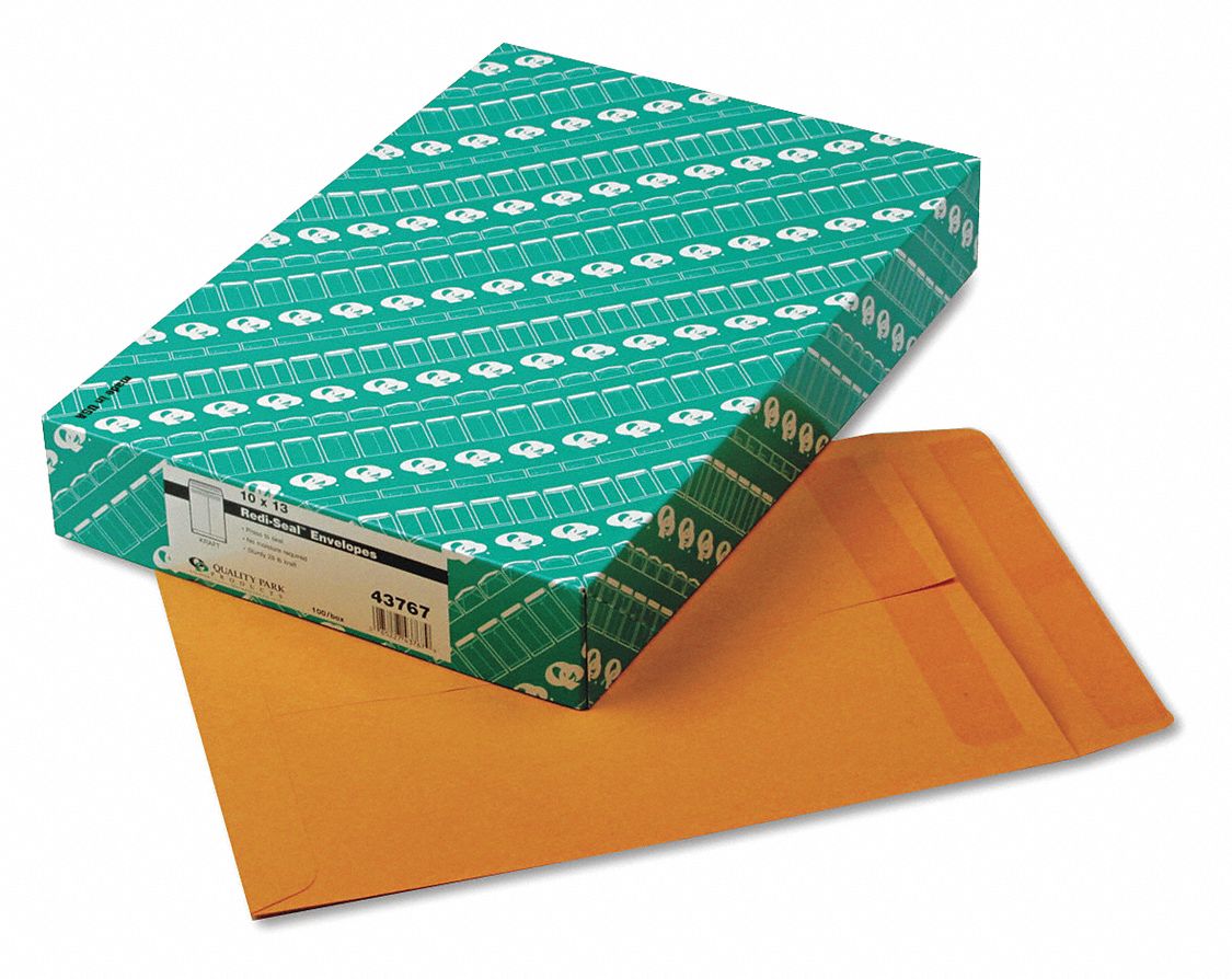 Catalog Envelopes: #13-1/2 Envelope Size, Kraft, Top, Brown, 100 PK