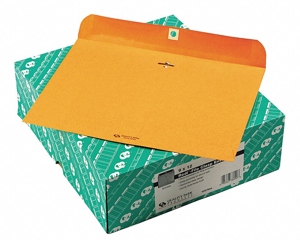 Catalog Envelopes: #90 Envelope Size, Kraft, Top, Brown, 100 PK