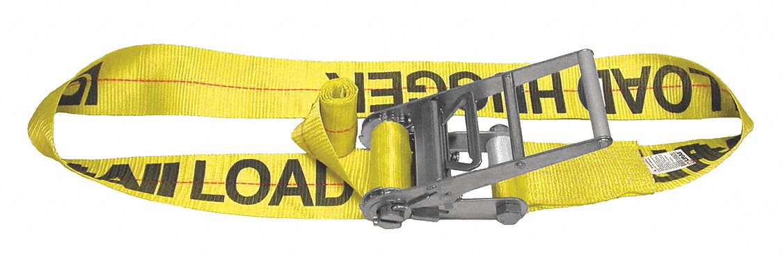 Tie Down Strap: Ratchet, Endless, Gen Purpose, 2 in Wd, 1, 600 lb WLL, Yellow, 16 ft Lg