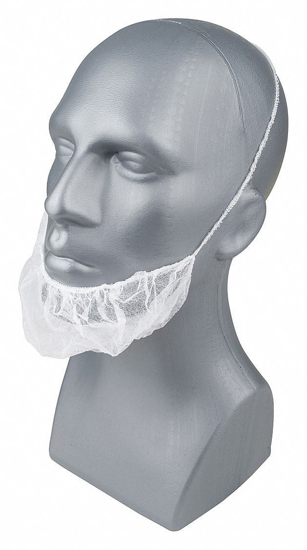 BEARD COVER, GENERAL USE, POLYPROPYLENE, LATEX-FREE, UNIVERSAL, WHITE, 100 PK
