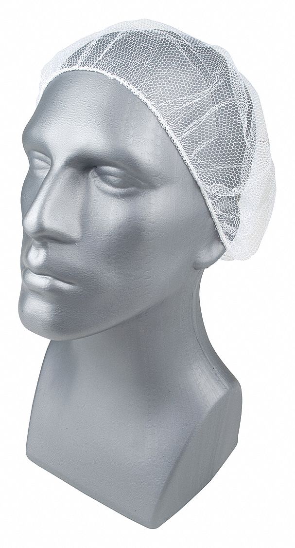 Hairnet: Gen Use, Polyester, Mediumweight with Fine Mesh, Fine, Mediumweight, White, 1, 000 PK