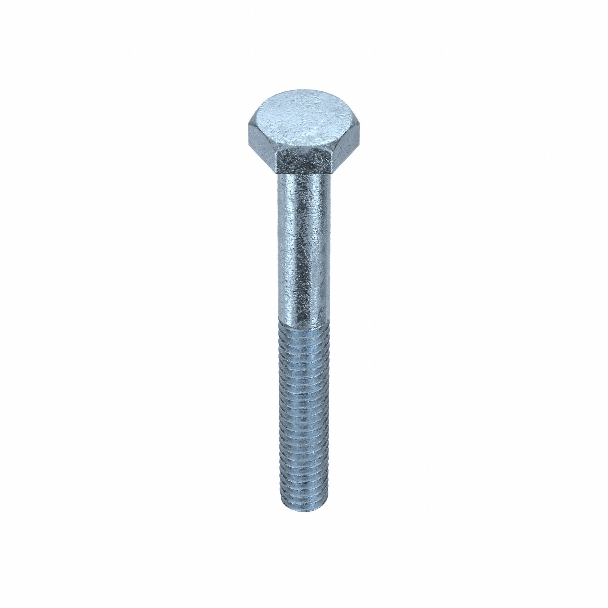 Hex Head Cap Screw: Steel, Grade 5, Zinc Plated, 1/4"-20, Coarse, 2 1/4 in lg, Inch, SAE J429, 50 PK