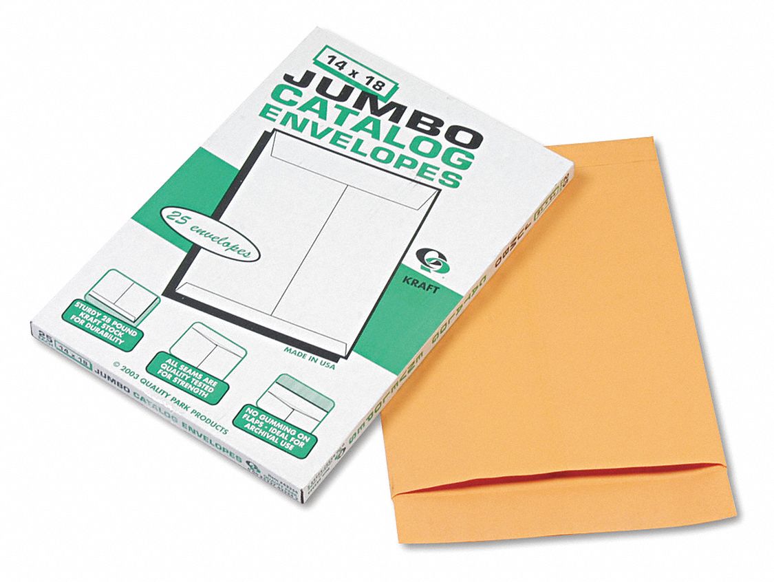 Catalog Envelopes: Kraft, Top, Brown, 25 PK