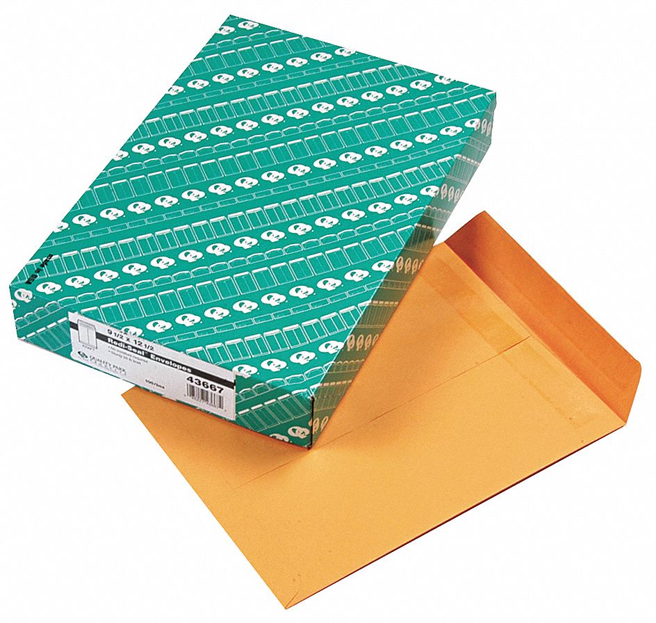 Catalog Envelopes: #12-1/2 Envelope Size, Kraft, Top, Brown, 100 PK
