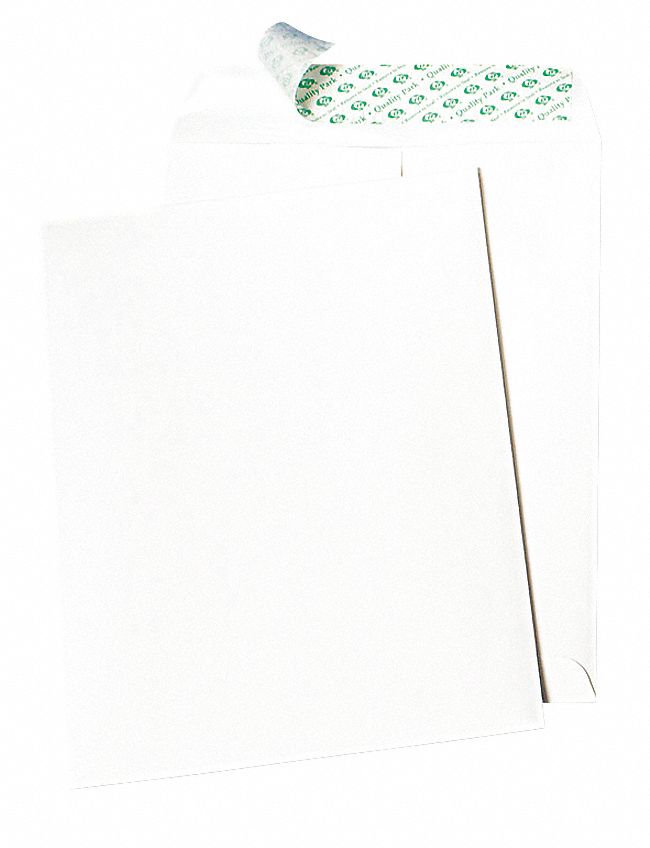 No-Tear Envelopes: #13-1/2 Envelope Size, Polypropylene, Top, White, 100 PK