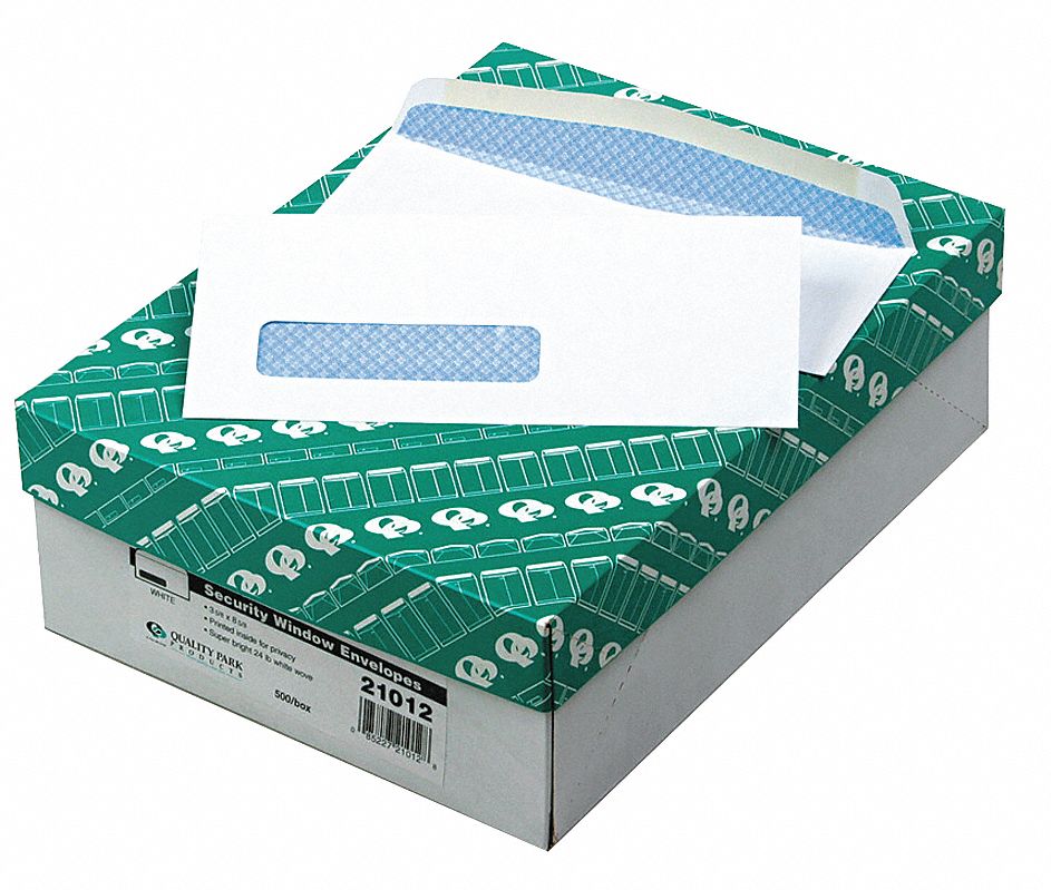 Window Envelopes: 1 Windows, Bottom Left, #8-5/8 Envelope Size, Security Tint, 500 PK