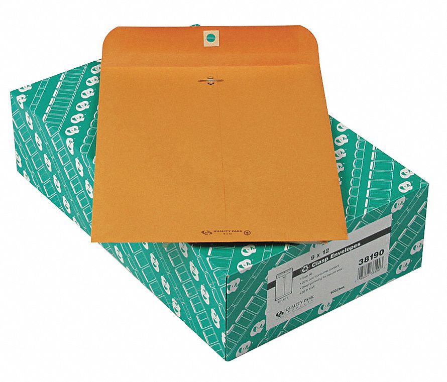 QUALITY PARK, 90 Envelope Size, Recycled Kraft, Catalog Envelopes 23L138QUA38190 Grainger