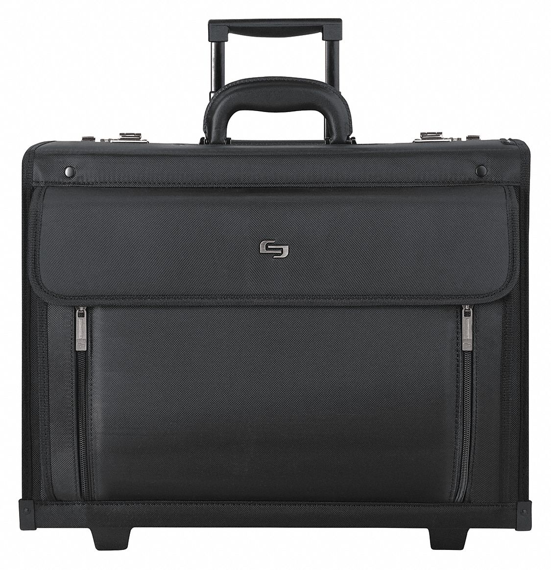 Rolling Laptop Case: Polyester, Black, 14 in Ht, 18 in Wd, 8 in Dp, 2 Outside Pockets