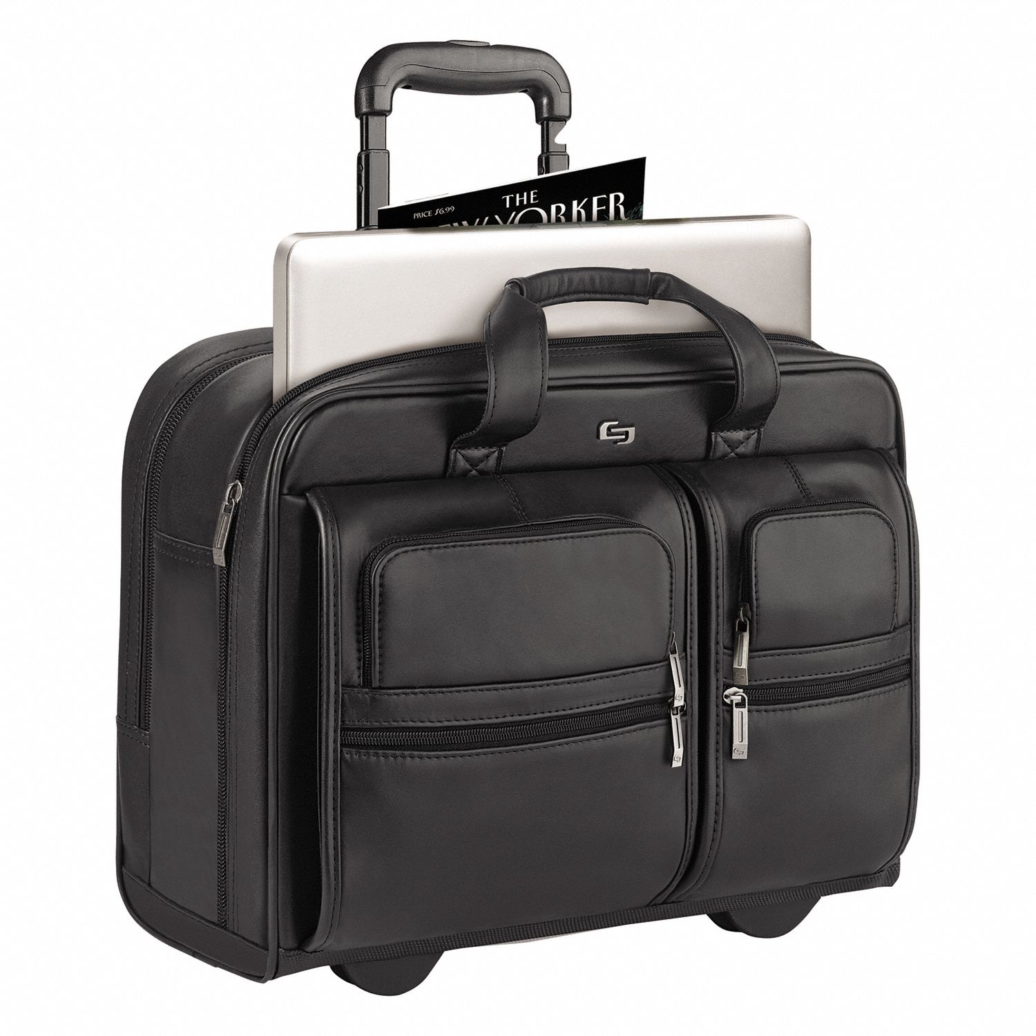 SOLO Leather Roller Laptop Case for Laptop Up to 15.6 in, Black