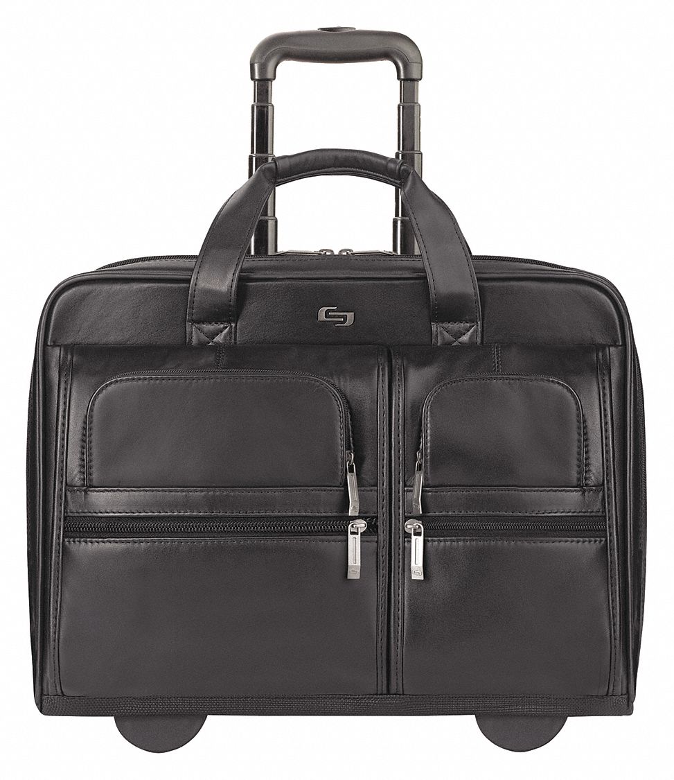 SOLO Leather Roller Laptop Case for Laptop Up to 15.6 in, Black