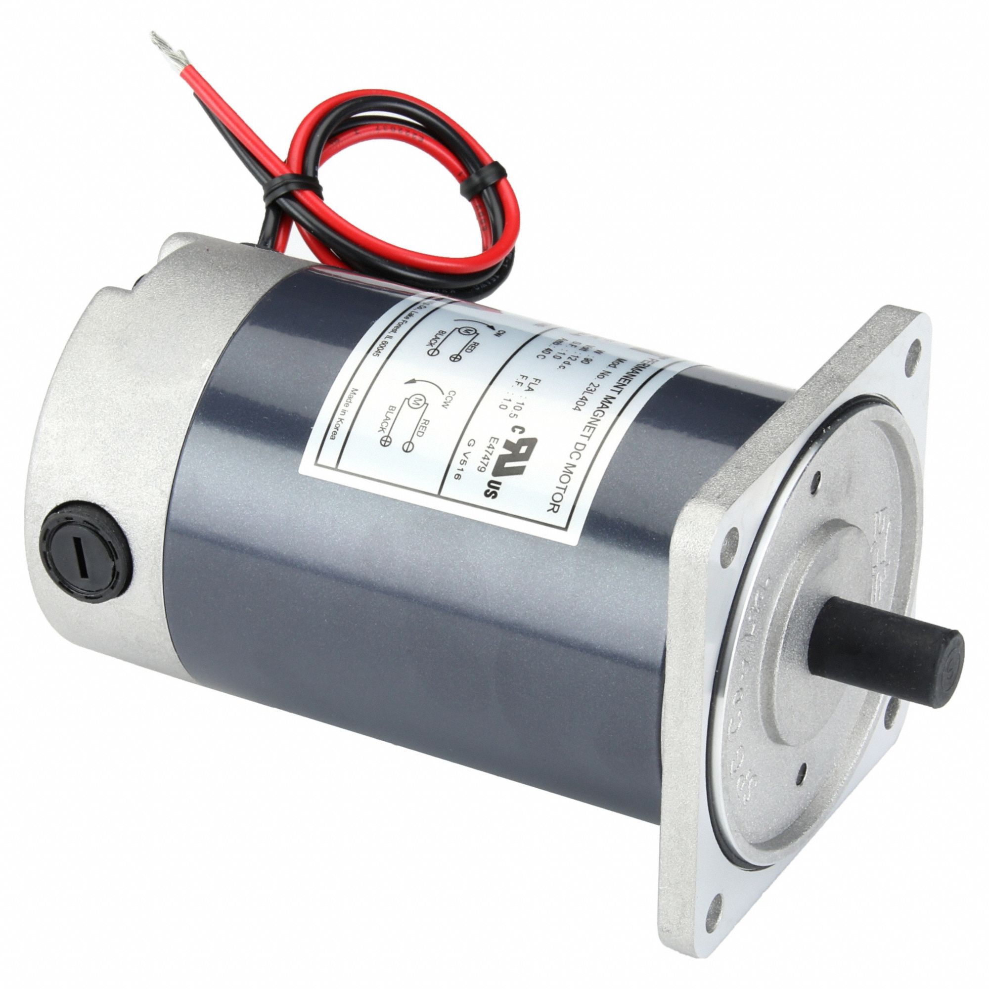 DC Gearmotor Component Motor: 1/8 hp, 12V DC, 2, 750 RPM, 10.5 A, 90 Frame Size, C-Face