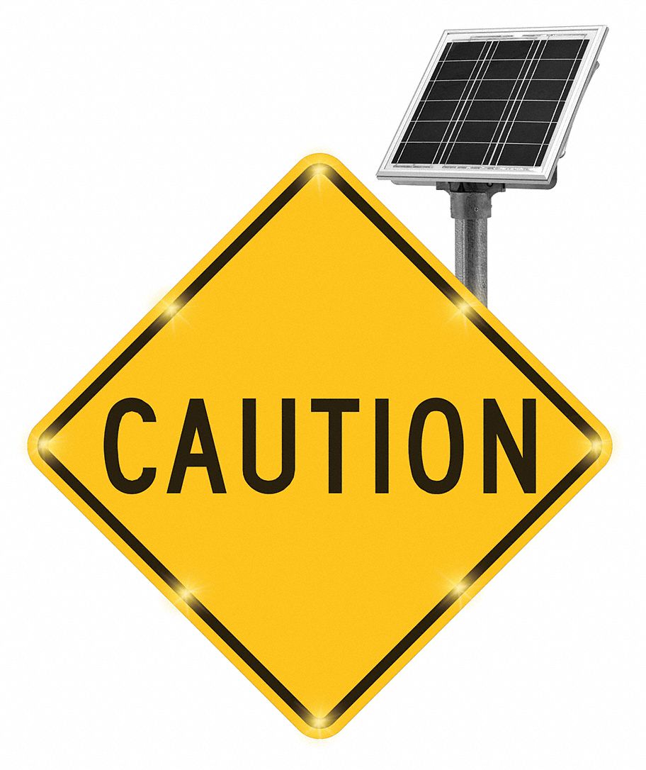 LED Sign Caution Aluminum 30 x 30 