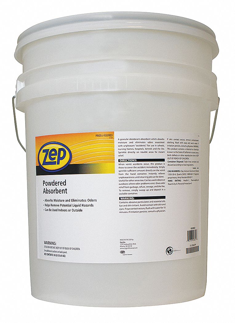 ZEP PROFESSIONAL Powdered Absorbent, Powder, 30 lb., Pail - 23L614 ...