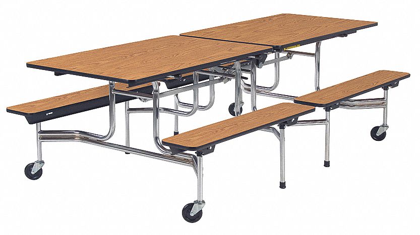 Virco Inc 8 Seat Rectangle Mobile Bench Table Oak 29 Height X