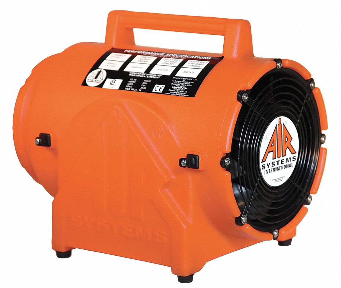 AIR SYSTEMS INTERNATIONAL Confined Space Fan Axial, 1/4 hp, 220V AC, 8