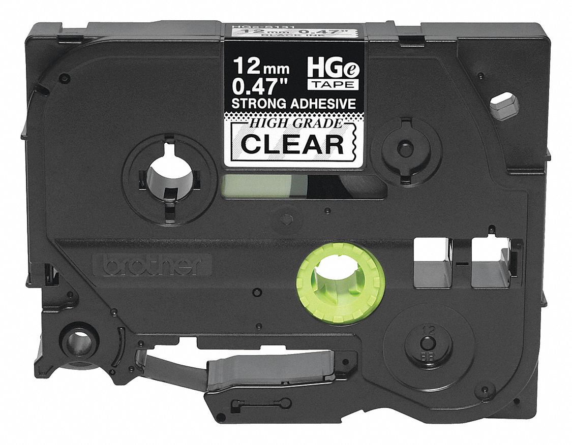 Combined Label and Ribbon Cartridge: 15/32 in x 26 1/4 ft, Polyester, Clear (Gloss), Indoor/Outdoor