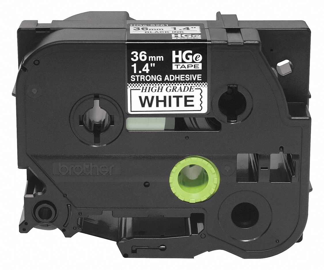 Combined Label and Ribbon Cartridge: 1 1/2 in x 26 1/4 ft, Polyester, White (Gloss), Indoor/Outdoor