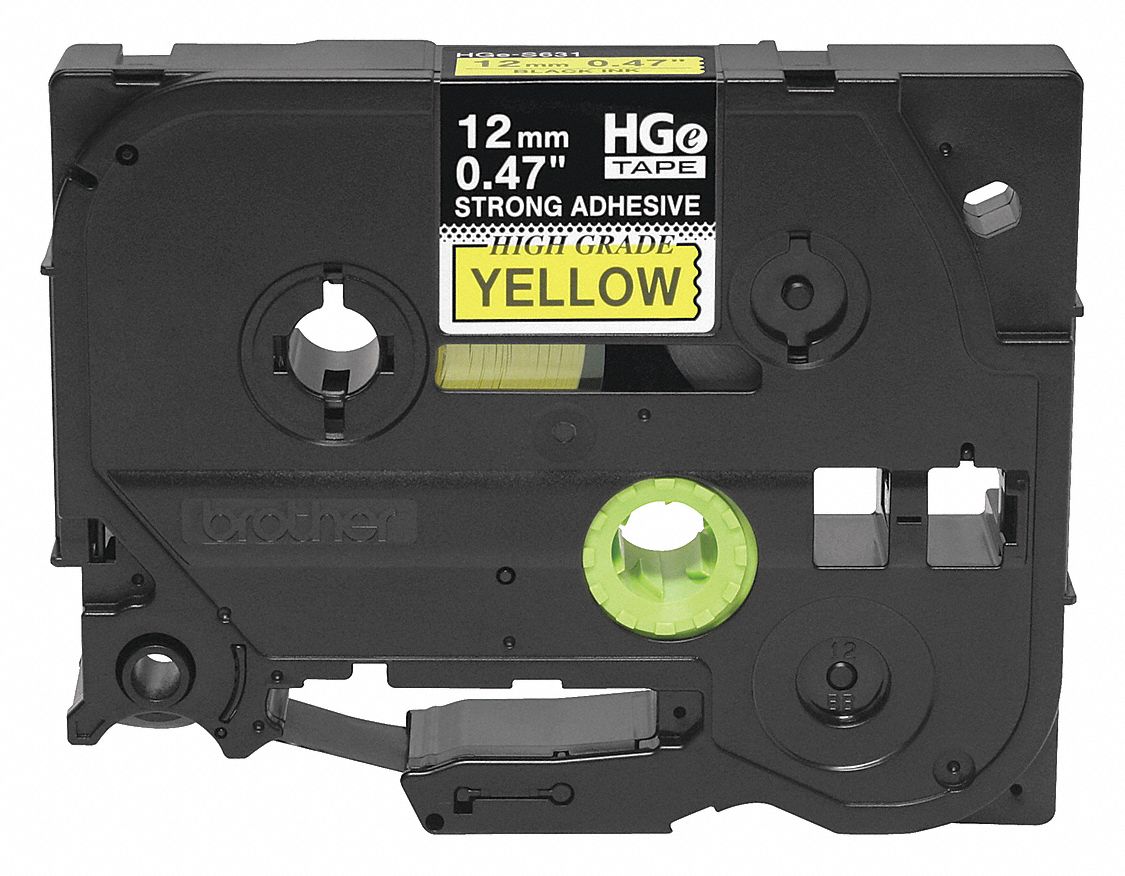 Combined Label and Ribbon Cartridge: 15/32 in x 26 1/4 ft, Polyester, Yellow (Gloss), Indoor/Outdoor