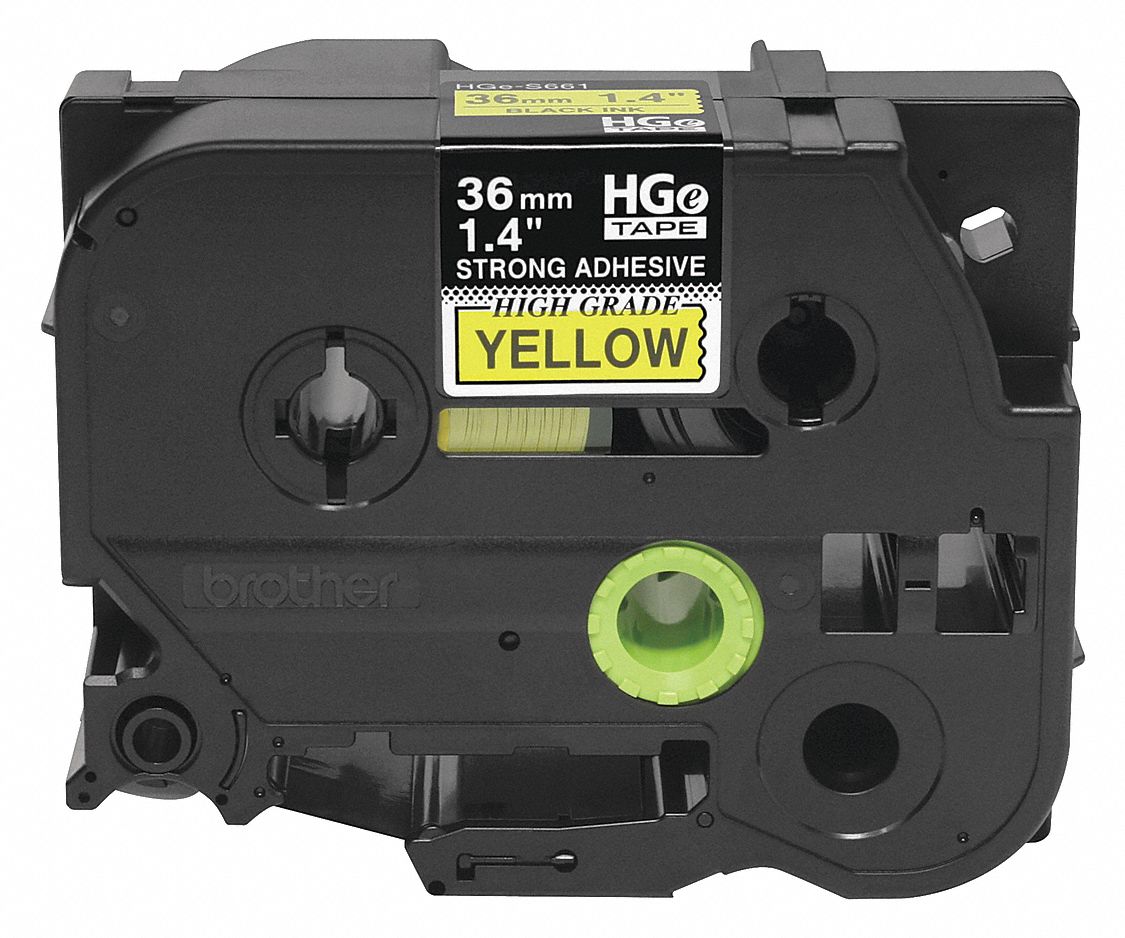 Combined Label and Ribbon Cartridge: 1 13/32 in x 26 1/4 ft, Polyester, Yellow (Gloss)