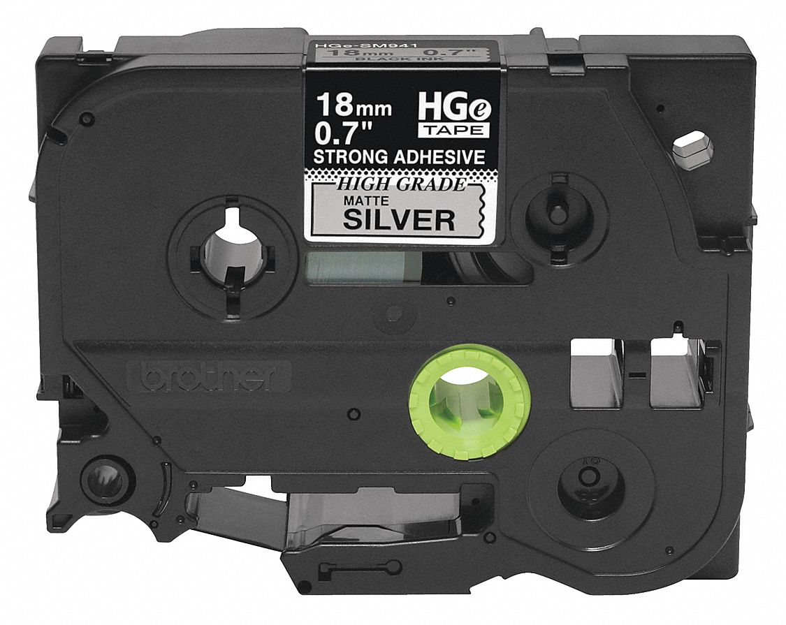 Combined Label and Ribbon Cartridge: 47/64 in x 26 1/4 ft, Polyester, Silver (Gloss), Indoor/Outdoor