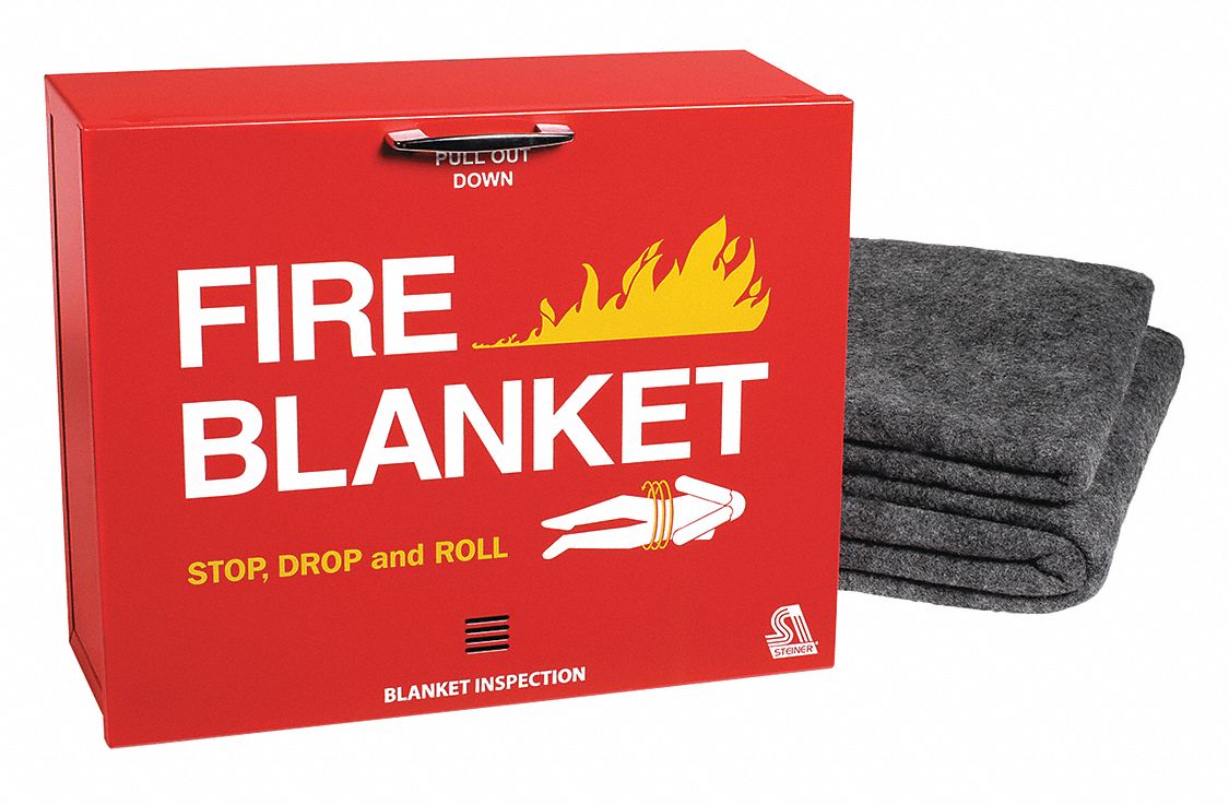 FIRE BLANKET IN STEEL WALL CABINET