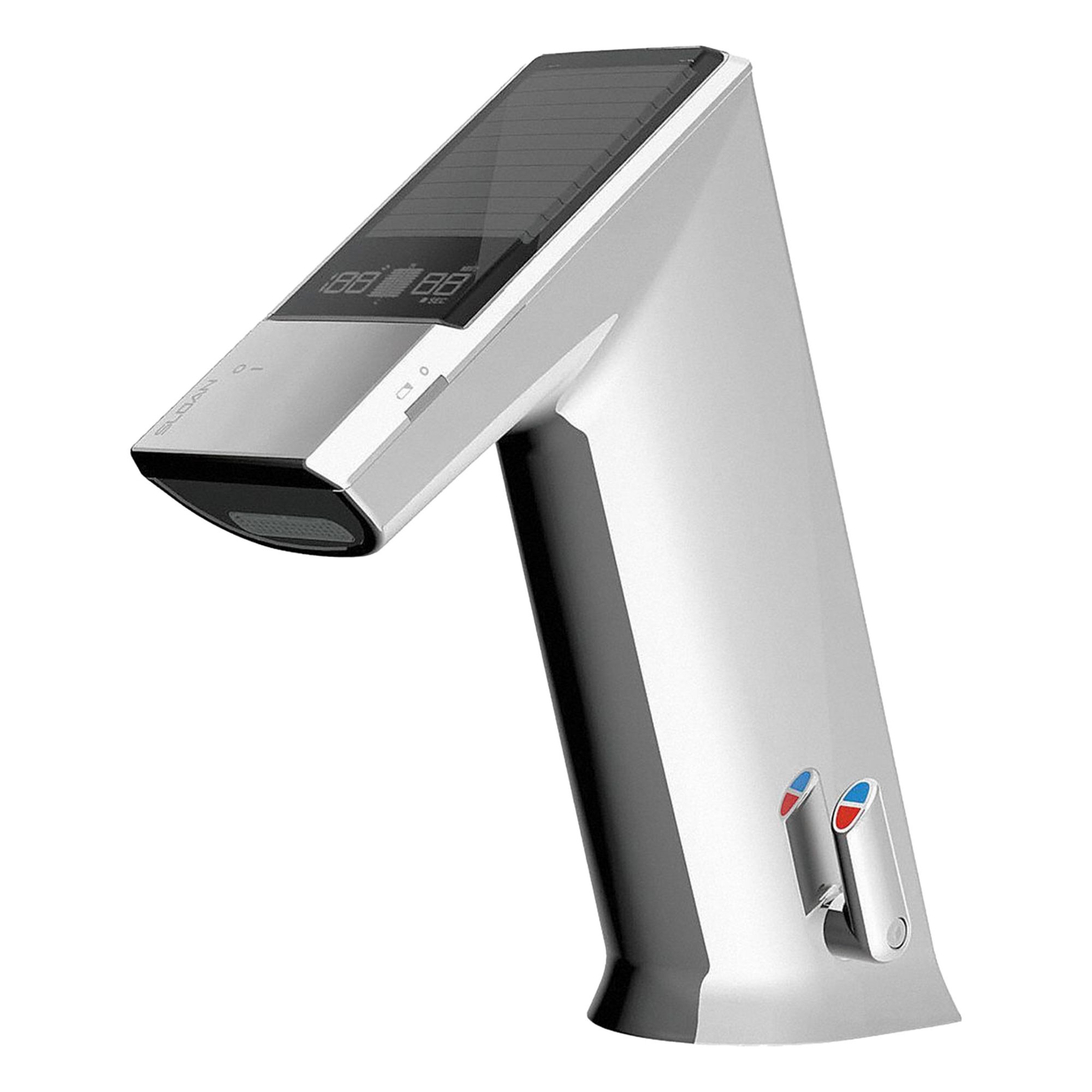 Bathroom Sensor Faucet: BASYS, Cast Zinc, Chrome Finish, Single-Post, Solar, 0.5 gpm Flow Rate
