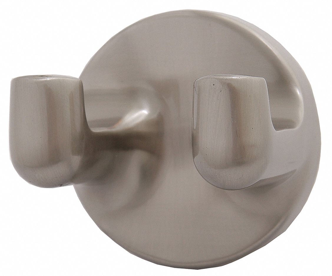 BATHROOM HOOK,2 HOOK,2-1/2IN D,SATIN