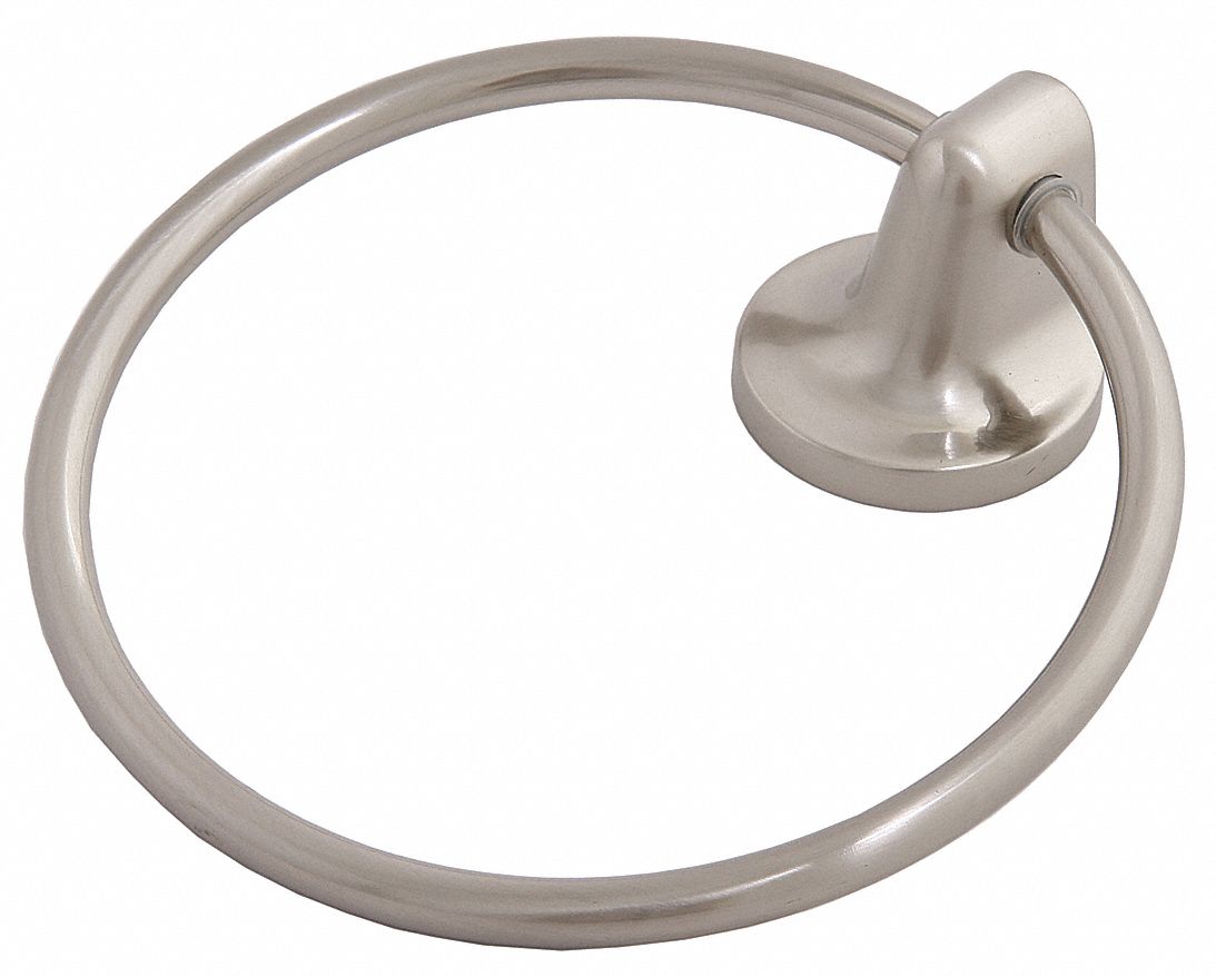 TOWEL RING: 04-SN8404, WALL MOUNT, 2⅛ IN BASE H, 2⅛ IN BASE WD, 6 IN RING H, ZINC