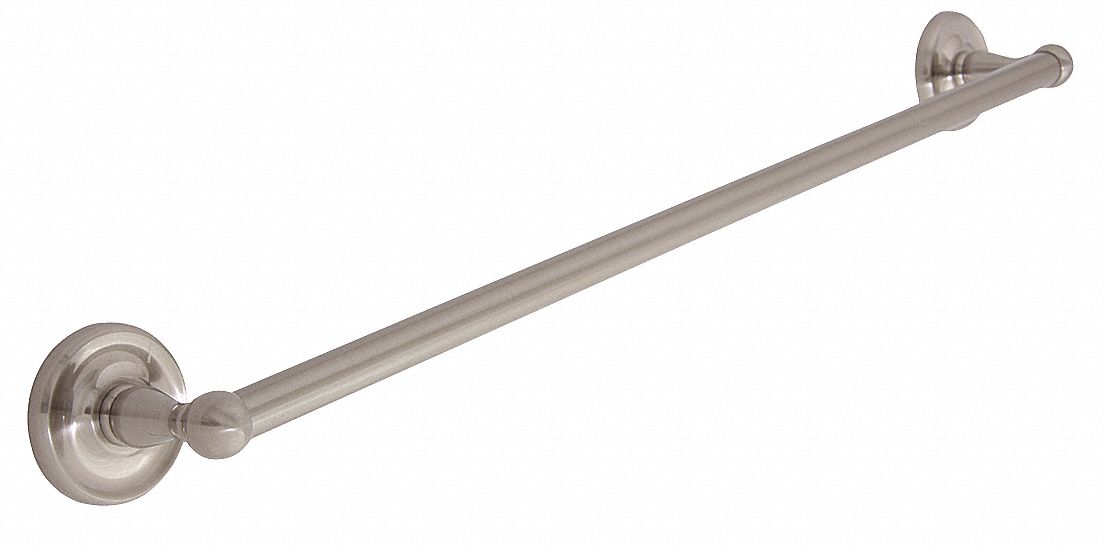 TOWEL BAR: 04-SN7924, WALL MOUNT, 2¾ IN X 26¼ IN X 3⅛ IN, ¾ IN BAR DIA, ZINC, ZINC