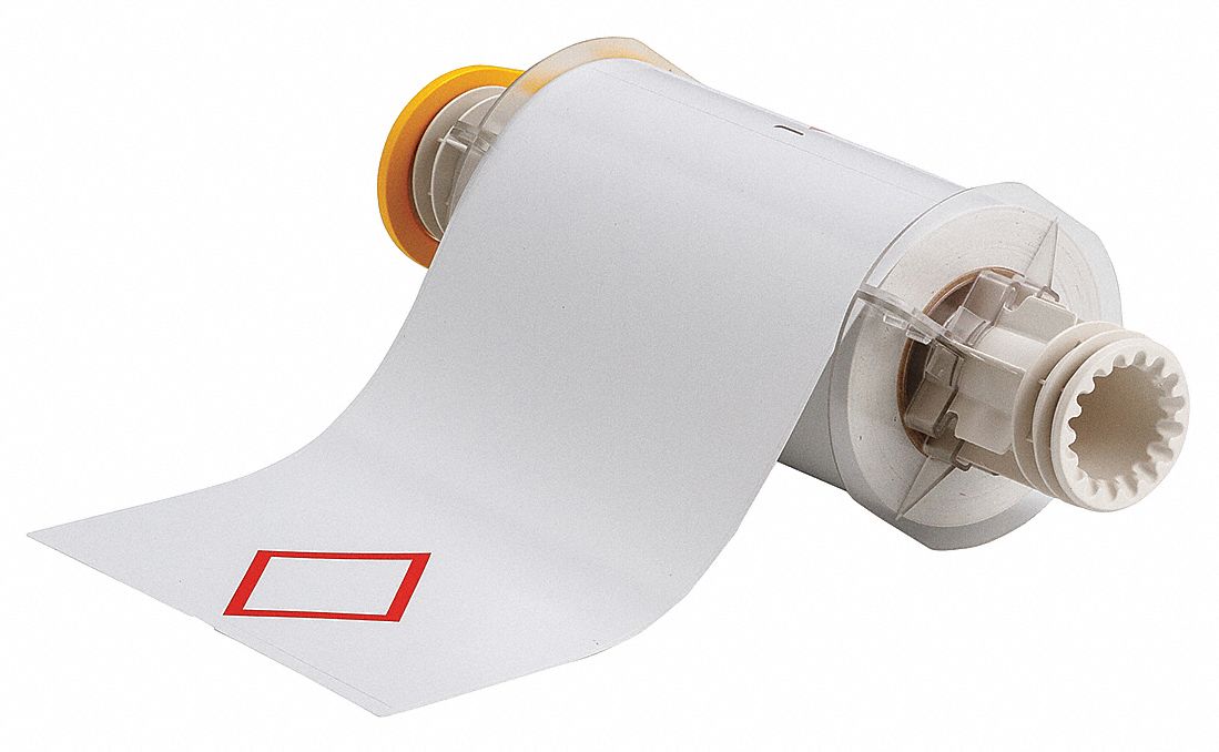 Pre-Cut Label Stock Roll: No Legend, Red GHS/CLP 1 Diamond, 6 3/32 in x 8 19/64 in, Vinyl, White