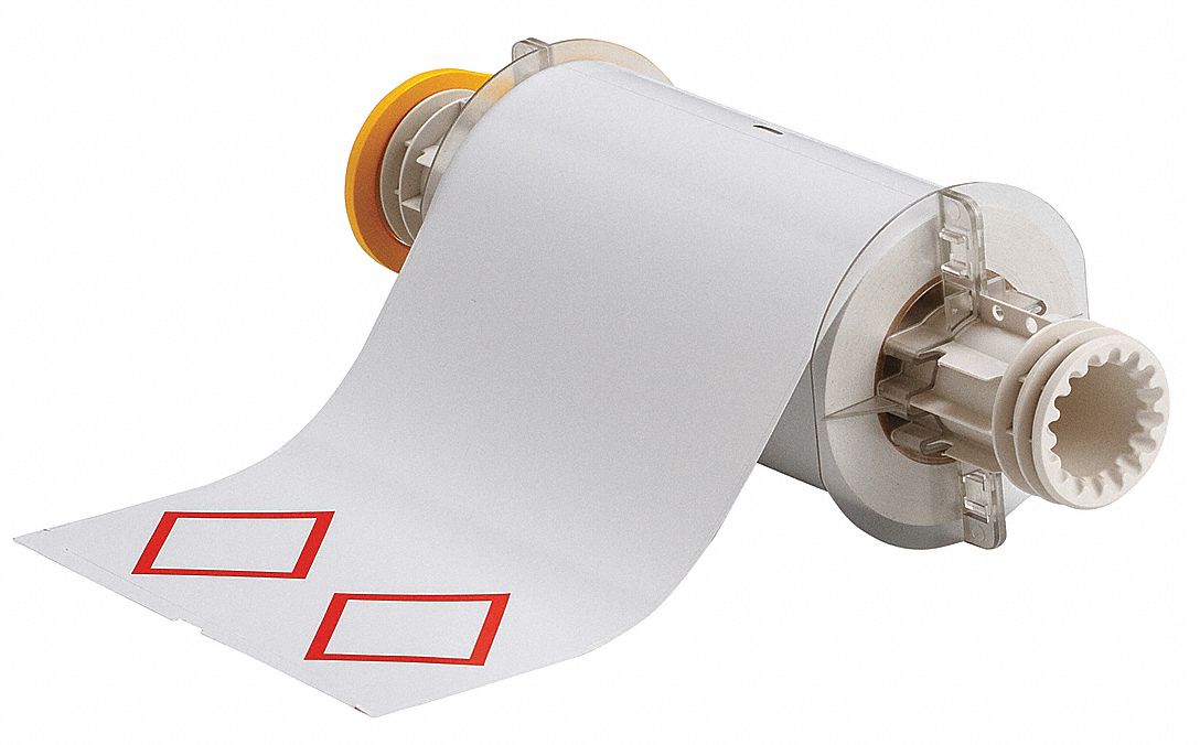 Pre-Cut Label Stock Roll: No Legend, Red GHS/CLP 2 Diamonds, 6 3/32 in x 8 19/64 in, Vinyl, White