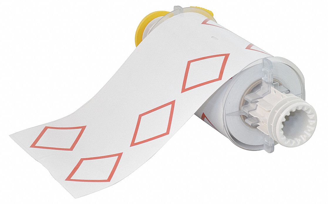 PRECUT LABEL ROLL, RED GHS/CLP 4A DIAMONDS, 6 3/32 IN X 8 19/64 IN, VINYL, OUTDOOR, 70 LABELS, WHITE/YELLOW/BLUE