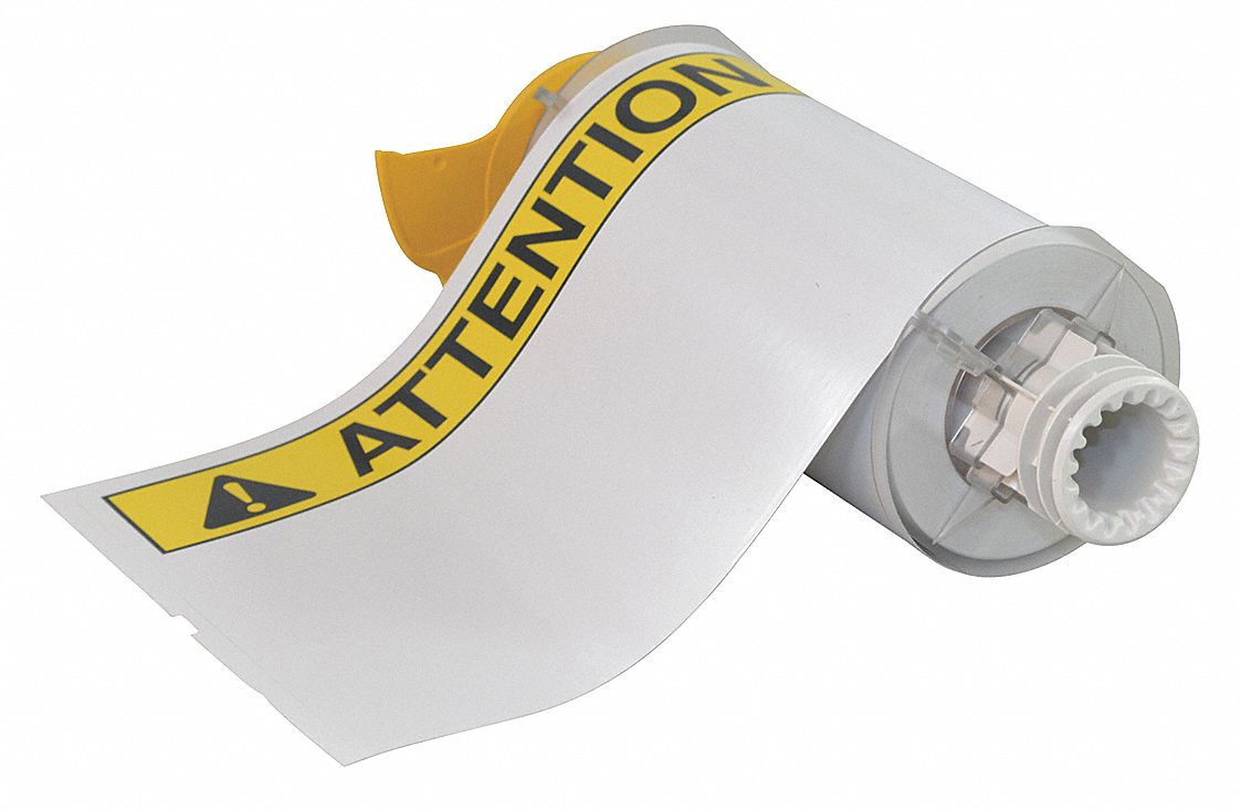 Pre-Cut Label Stock Roll: Attention, ATTENTION Header, 7 in x 10 in, 10 in x 7 in, Vinyl, White