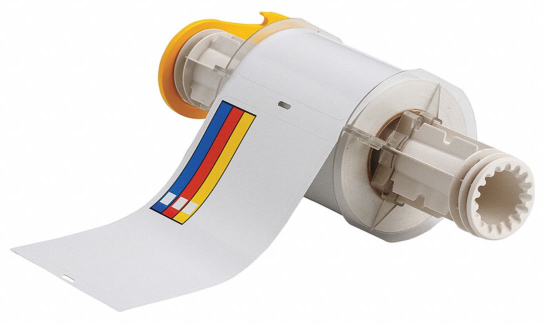 PRECUT LABEL ROLL, COLOUR BAR, 4 IN X 6 IN, VINYL, BLUE/RED/WHITE/YELLOW, OUTDOOR, 95 LABELS