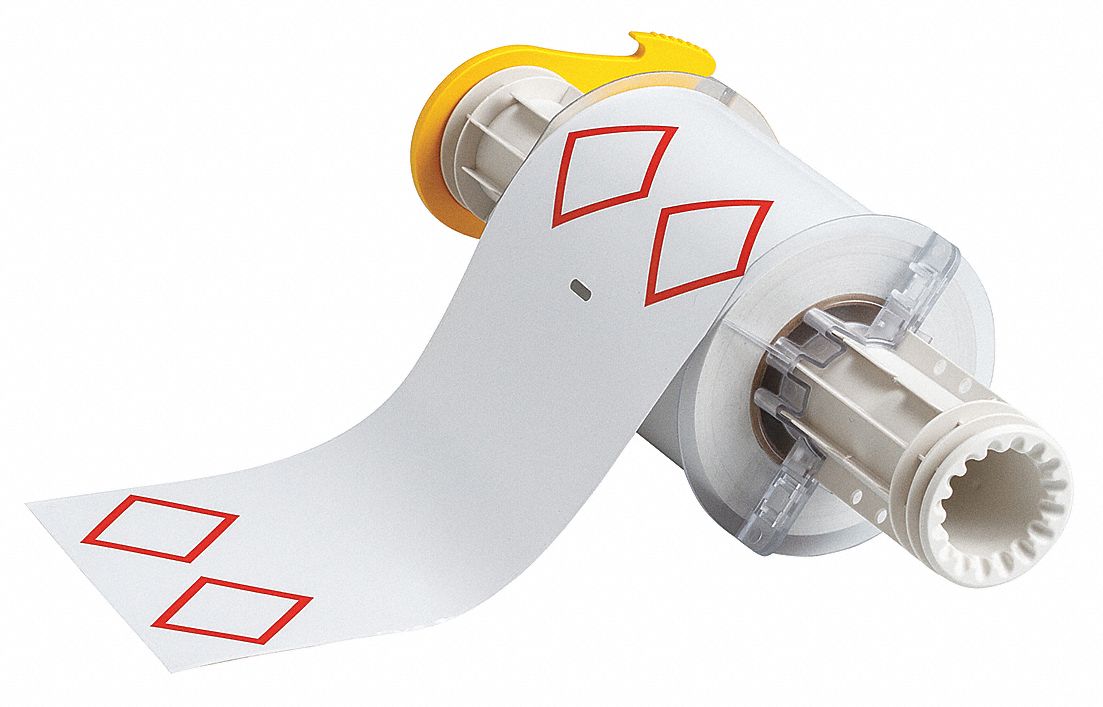 PRECUT LABEL ROLL, RED GHS/CLP 2 DIAMONDS, 4 3/32 IN X 6 3/32 IN, VINYL, OUTDOOR, 90 LABELS, WHITE/BLUE