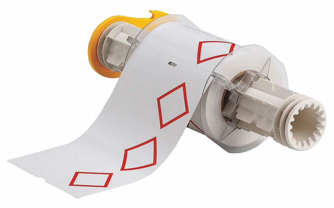 PRECUT LABEL ROLL, RED GHS/CLP 3B DIAMONDS, 4 3/32 IN X 6 3/32 IN, VINYL, OUTDOOR, 90 LABELS, WHITE/BLUE