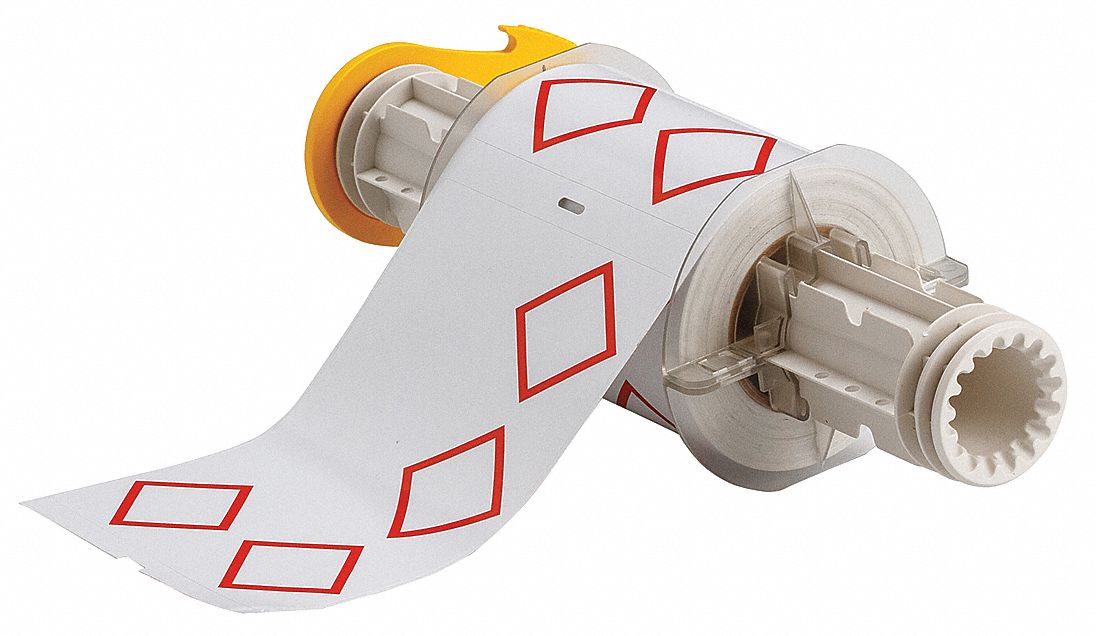 PRECUT LABEL ROLL, RED GHS/CLP 4A DIAMONDS, 4 3/32 IN X 6 3/32 IN, VINYL, OUTDOOR, 90 LABELS, WHITE/BLUE