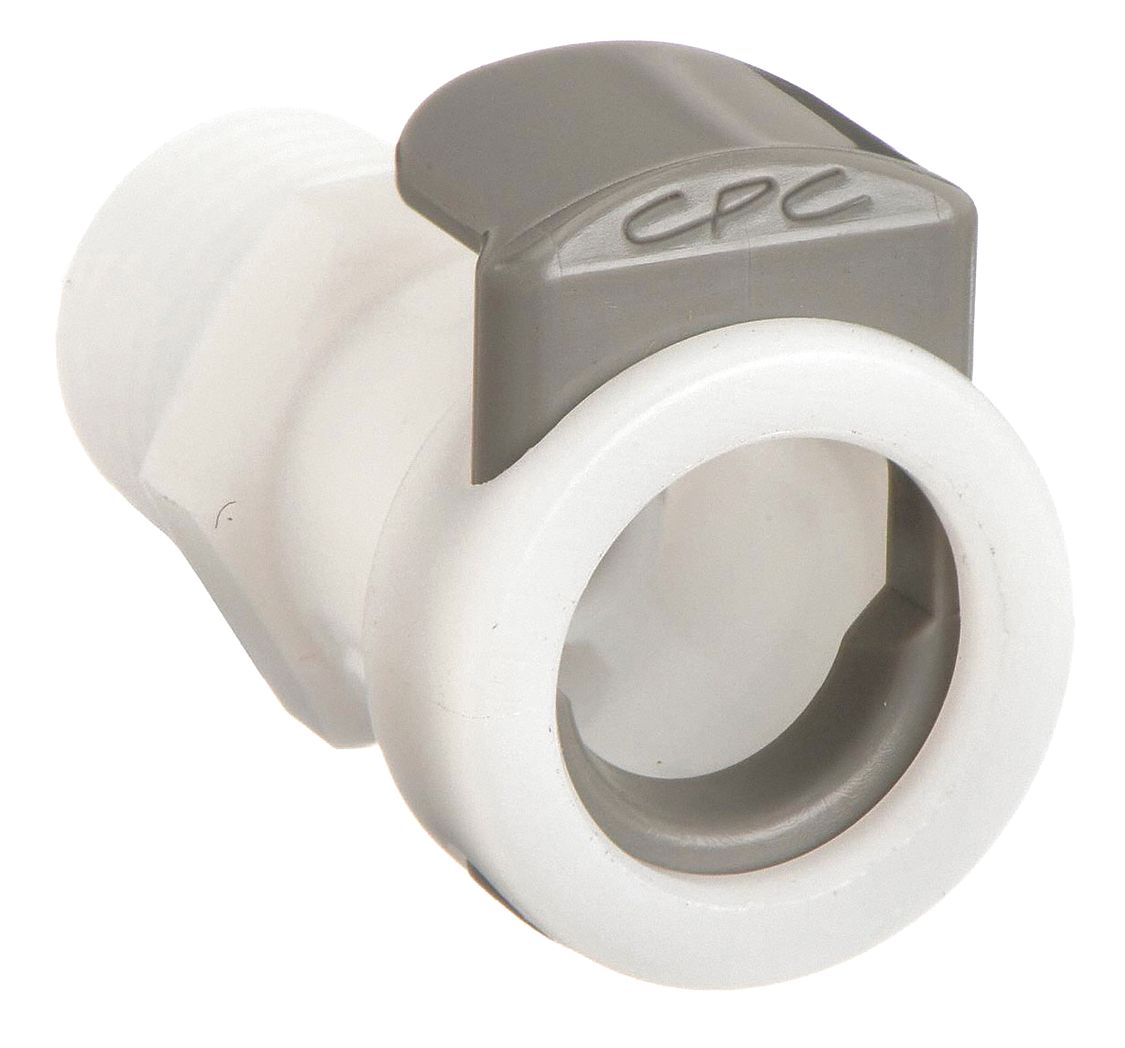 Quick Connection Coupling: Straight, 1/4 in Pipe Size, NPT x MNPT, Acetal, White