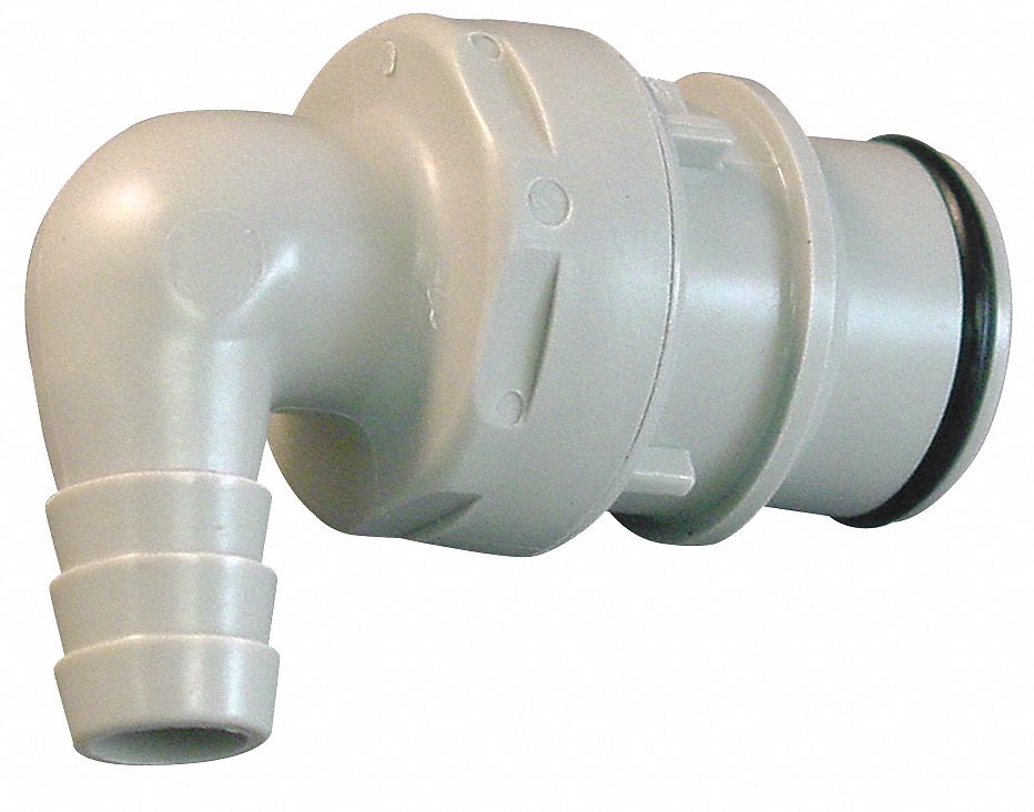 Quick Connection Coupling: Straight, 1/2 in ID Size, Barbed x Barbed, Polypropylene, Gray