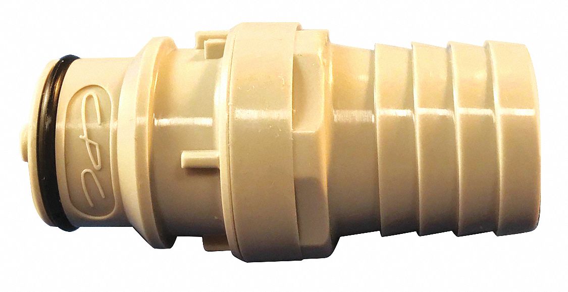 COLDER Coupler: Polypropylene, 1/2 in, Barbed x Insert, Shut-off, 2 3/ ...