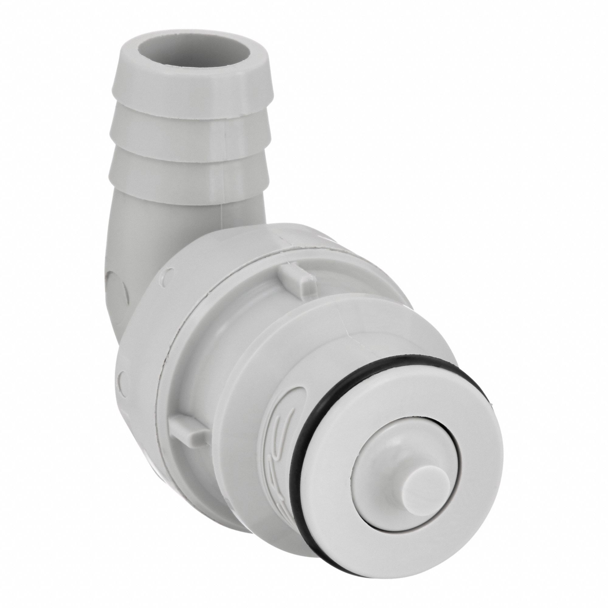 Quick Connection Coupling: Straight, 1/2 in ID Size, Barbed x Barbed, Polypropylene, Gray