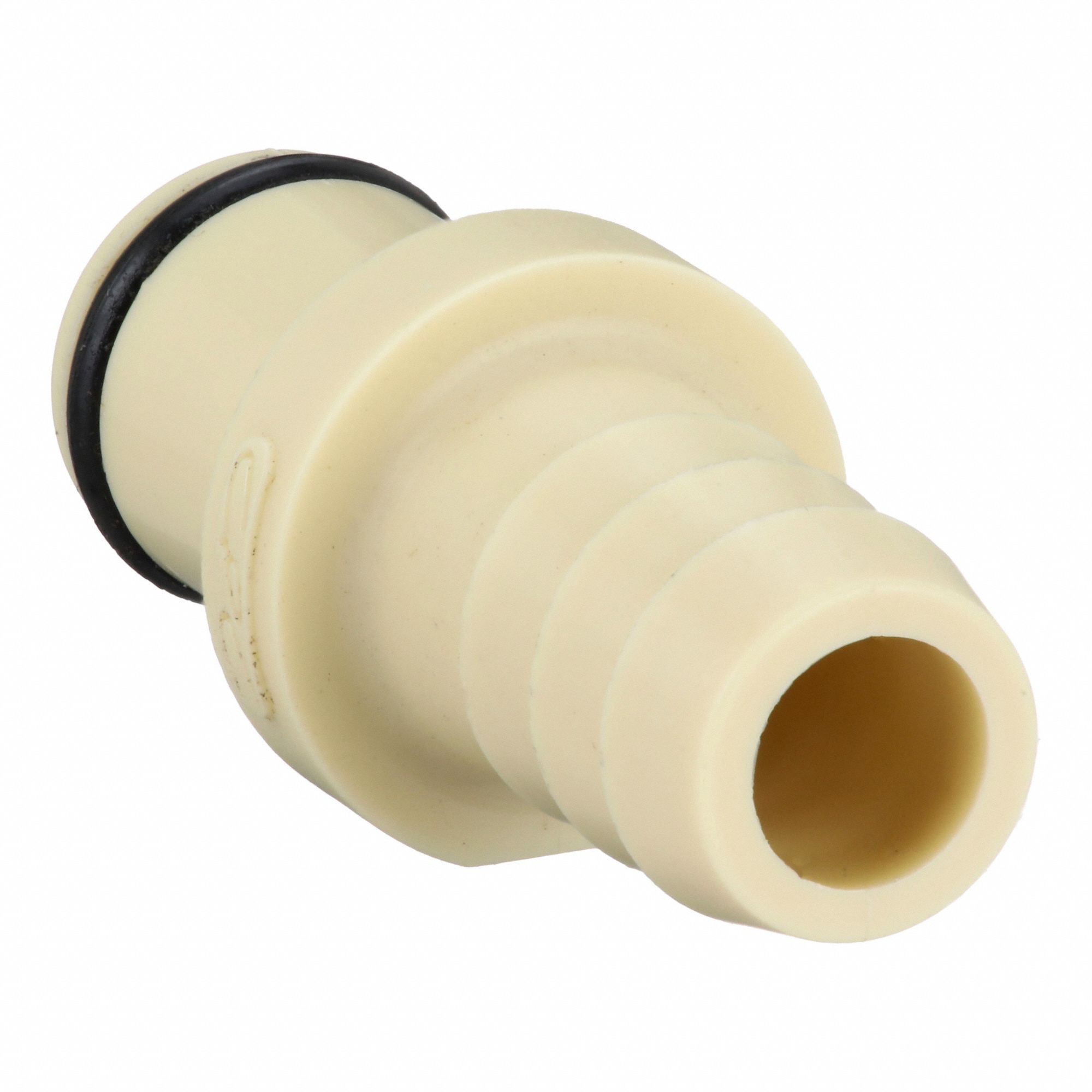 Quick Connection Coupling: Straight, 1/4 in ID Size, Barbed x Barbed, Polypropylene, Almond