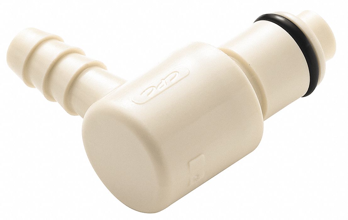 Quick Connection Coupling: Straight, 1/4 in ID Size, Barbed x Barbed, Polypropylene, Almond